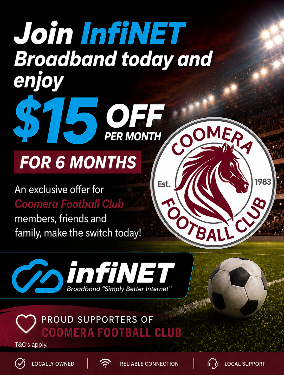 Coomera Football Club Internet provided by infinet broadband